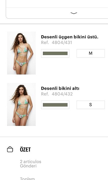 Standart Beden Beden yeşil Renk Pull and bear bikini takımı