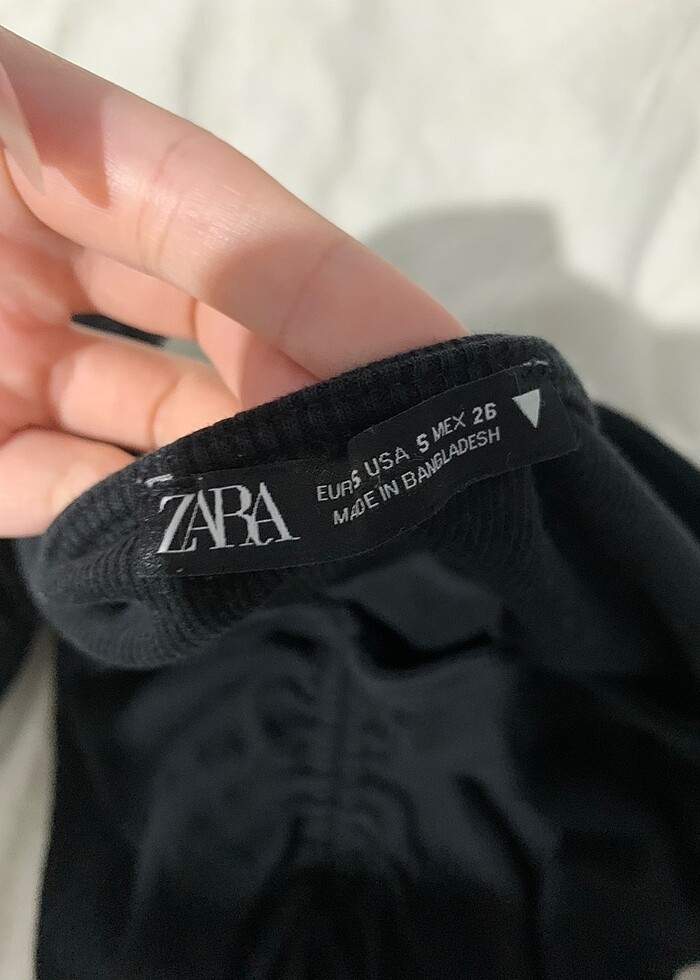 Zara fitilli siyah uzun kollu crop - Görsel 3