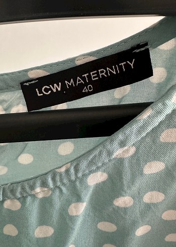 Turkuaz Puantiyeli kısa kollu hamile elbisesi - Görsel 5