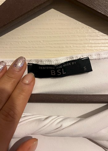 BSL FASHION Uzun Kollu Drapeli Beyaz Bluz