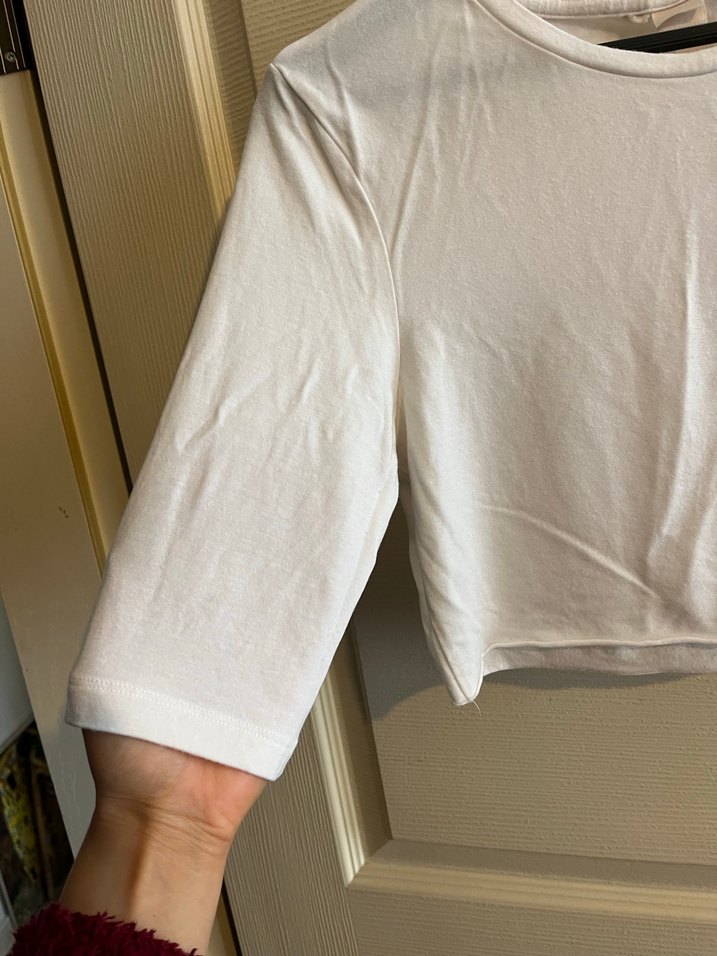 Beyaz Kısa Kollu Crop Top Kadın - Görsel 2