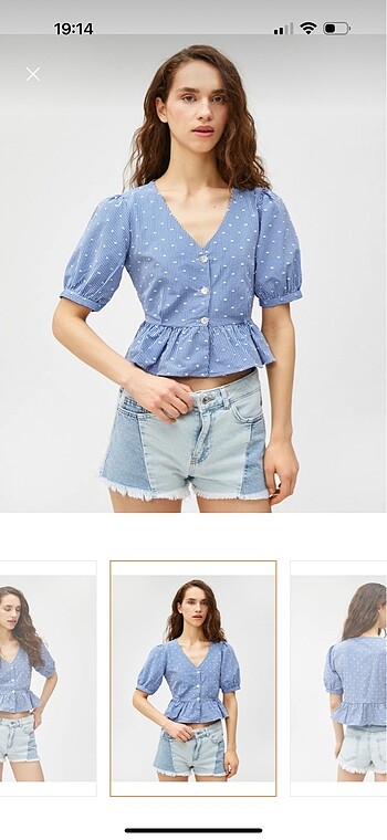 Koton crop balon kol bluz