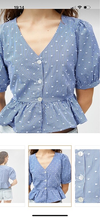 Koton Koton crop balon kol bluz
