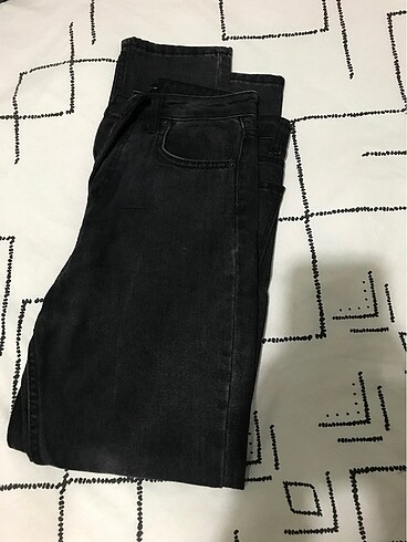 Siyah kot jean mom pantolon