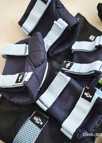 Mavi Gri Biker Diz Koruyucu Velcro Bağlamalı - Görsel 9