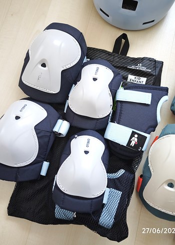 Mavi Gri Biker Diz Koruyucu Velcro Bağlamalı - Görsel 3