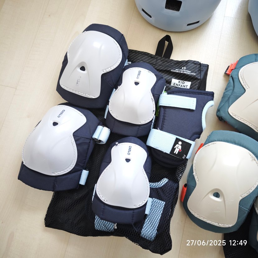 Mavi Gri Biker Diz Koruyucu Velcro Bağlamalı - Görsel 3