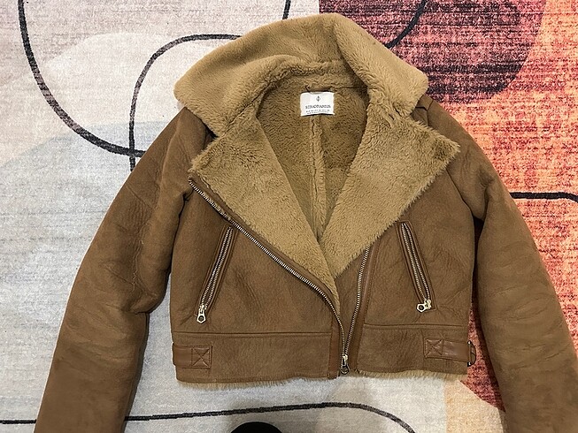 xs Beden kahverengi Renk Biker ceket