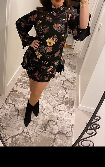 m Beden Zara saten mini elbise