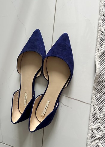 38 Beden Lacivert Süet Stiletto Kadın Babet