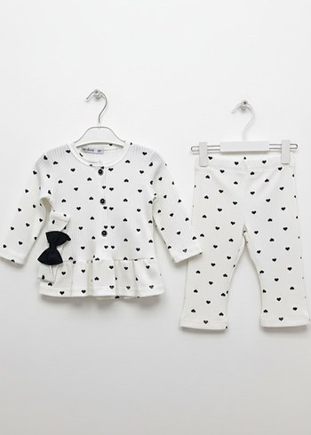 Zara Uzun Kollu Puantiyeli Beyaz Bebek Takımı