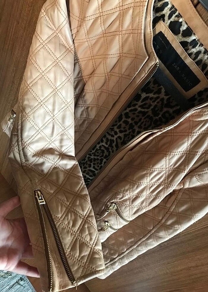 Zara suni deri ceket - Görsel 2