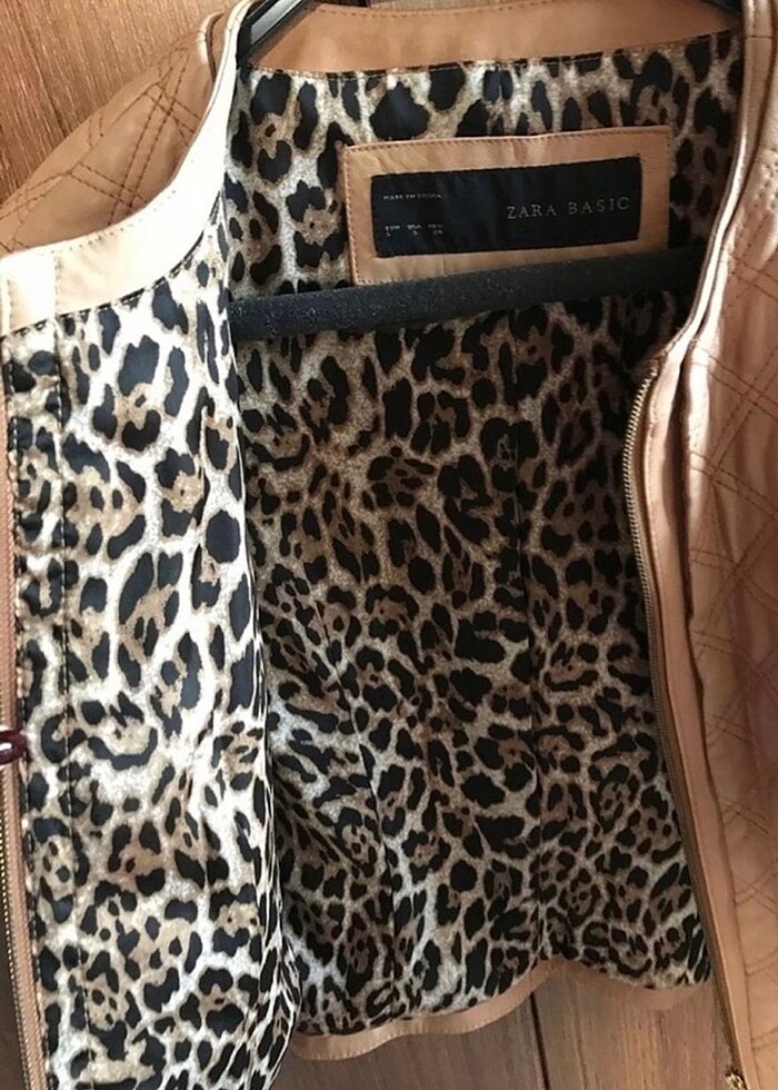 Zara suni deri ceket - Görsel 3