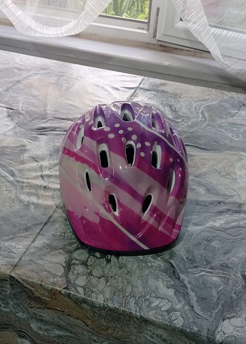 Renkli Mor Bisiklet Kaskı Velcro Bantlı - Görsel 3