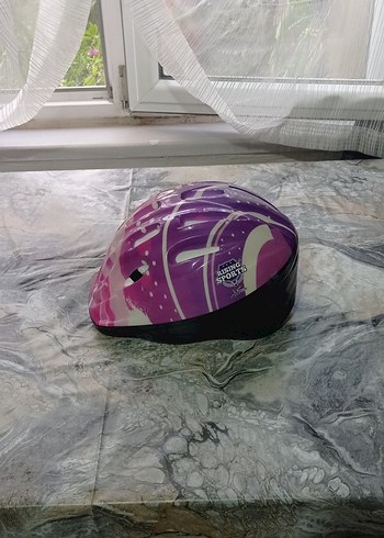 Renkli Mor Bisiklet Kaskı Velcro Bantlı - Görsel 2