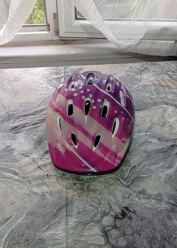 Renkli Mor Bisiklet Kaskı Velcro Bantlı - Görsel 7