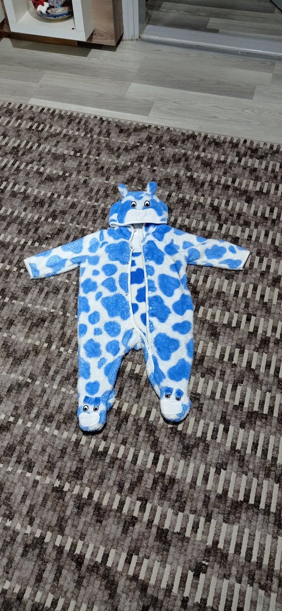 Mavi Leopar Desenli Bebek Tulum - Görsel 2