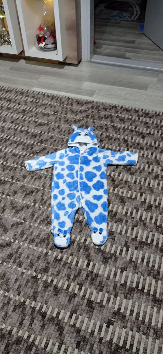 Mavi Leopar Desenli Bebek Tulum - Görsel 4