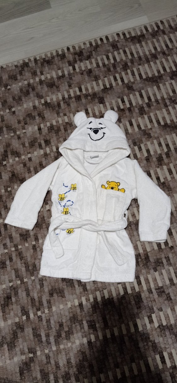 Beyaz Baskılı erkek Çocuk Bornoz - Görsel 2