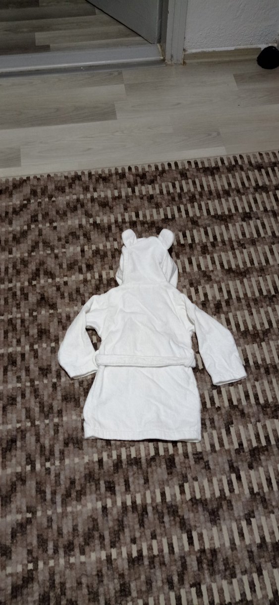 Beyaz Baskılı erkek Çocuk Bornoz - Görsel 4