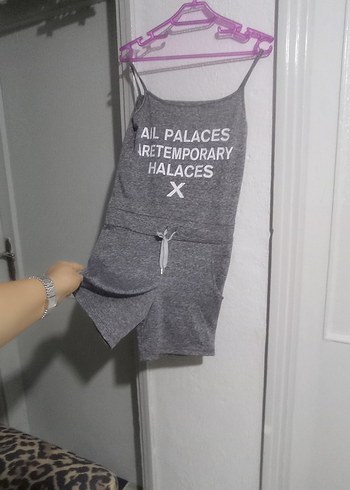 Gri Baskılı Kadın Tulum - Görsel 6