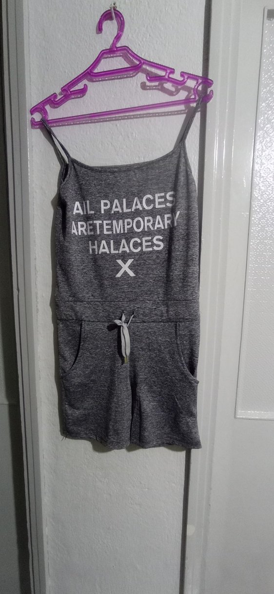 Gri Baskılı Kadın Tulum - Görsel 5