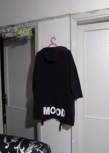 Siyah Baskılı Midi Kadın sweatshirt - Görsel 6