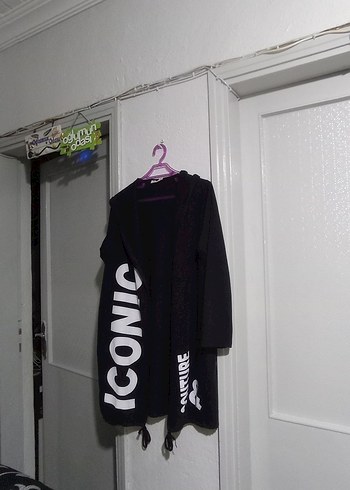 Siyah Baskılı Midi Kadın sweatshirt - Görsel 2