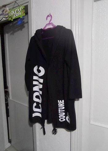 Siyah Baskılı Midi Kadın sweatshirt - Görsel 7