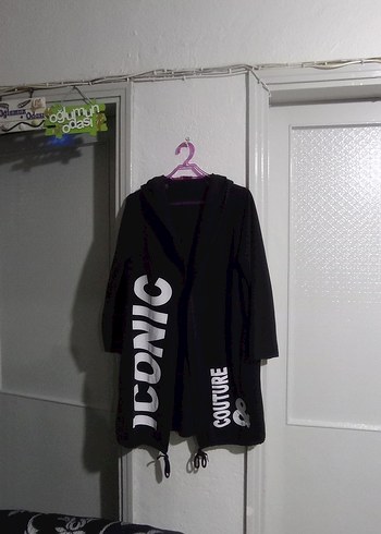 Siyah Baskılı Midi Kadın sweatshirt - Görsel 8