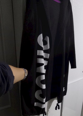 Siyah Baskılı Midi Kadın sweatshirt - Görsel 3