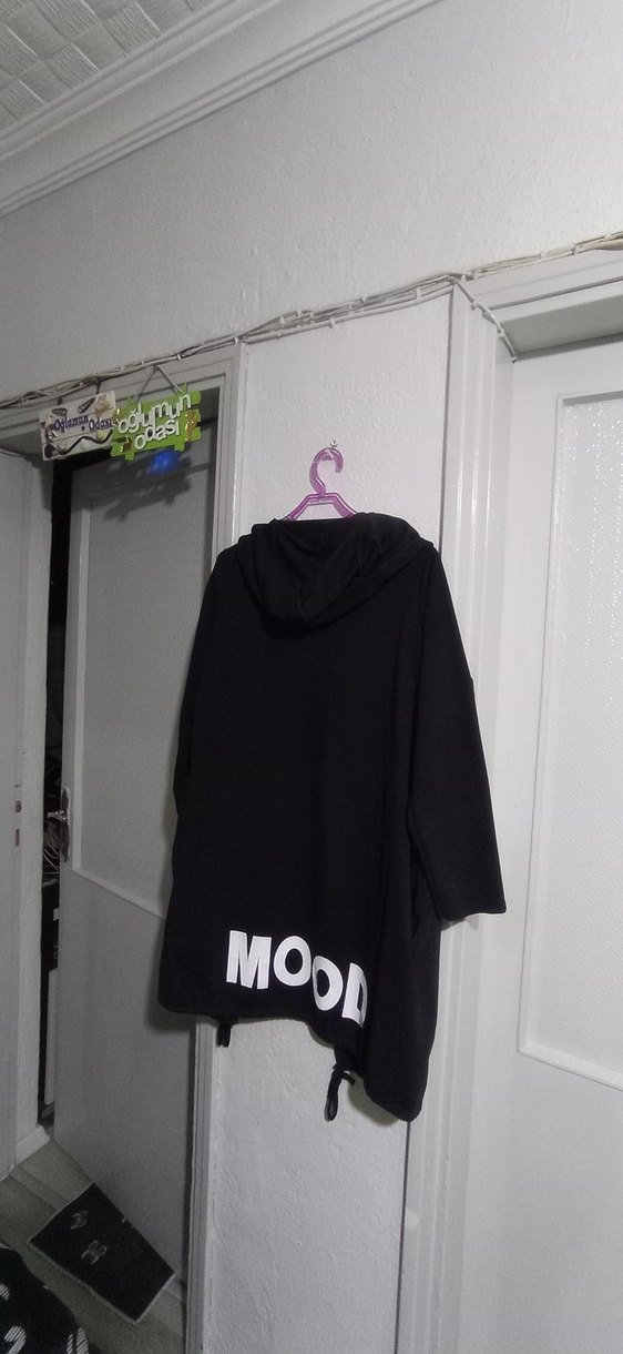 Siyah Baskılı Midi Kadın sweatshirt - Görsel 4