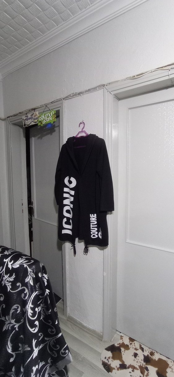 Siyah Baskılı Midi Kadın sweatshirt - Görsel 5