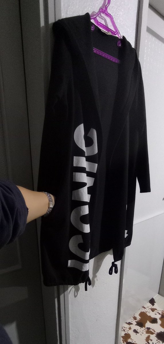 Siyah Baskılı Midi Kadın sweatshirt - Görsel 3