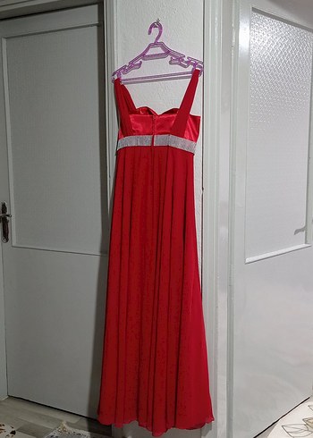 Klasik Kırmızı Uzun Abiye Elbise - Görsel 6