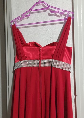 Klasik Kırmızı Uzun Abiye Elbise - Görsel 5