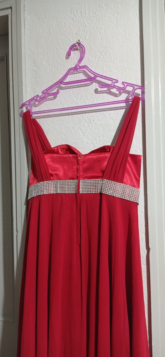 Klasik Kırmızı Uzun Abiye Elbise - Görsel 5