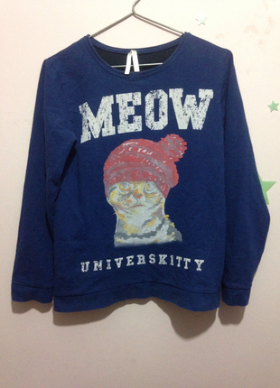 mavi kedili sweatshirt