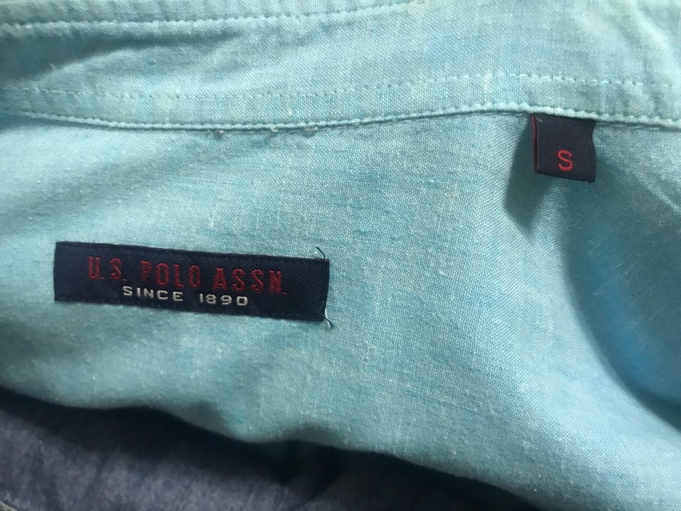 Mavi Erkek Keten Gömlek, Düğmeli, Uzun Kollu - Görsel 2