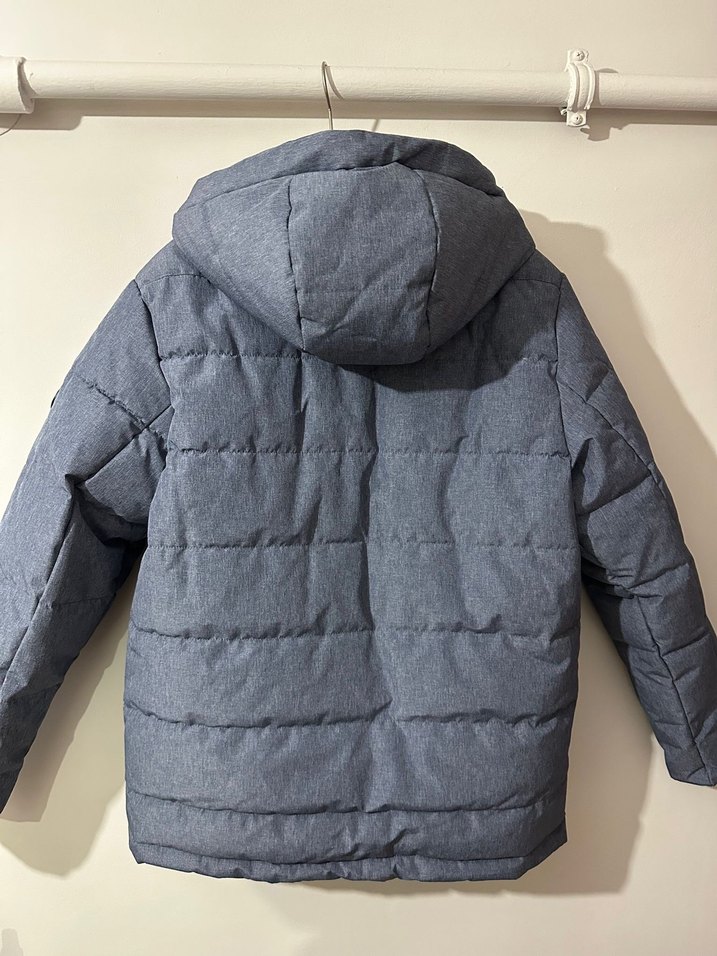 Mavi Gri Kapüşonlu Erkek Günlük Mont - Görsel 2