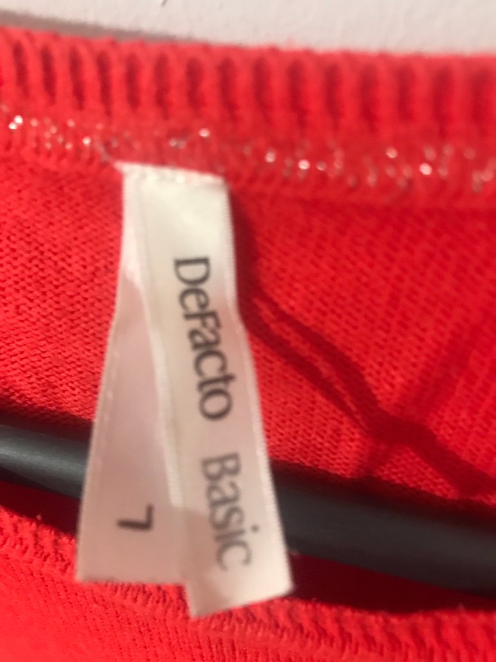 Kırmızı Kadın Salaş Basic Uzun Kollu Kazak - Görsel 2