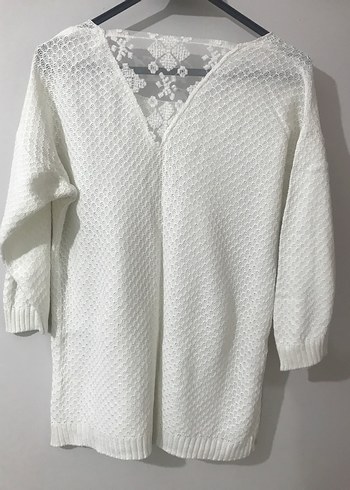 Kadın Beyaz Örgü Midi Triko Kazak - Görsel 2