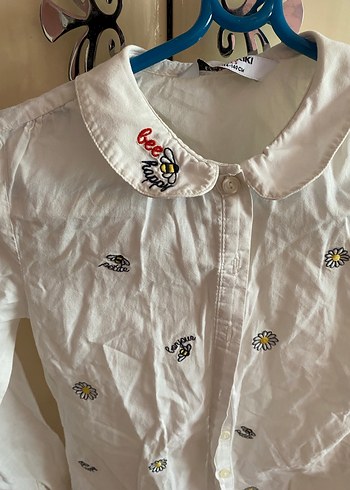 Waikiki çocuk Nakışlı Beyaz Pamuklu Gömlek - Görsel 2