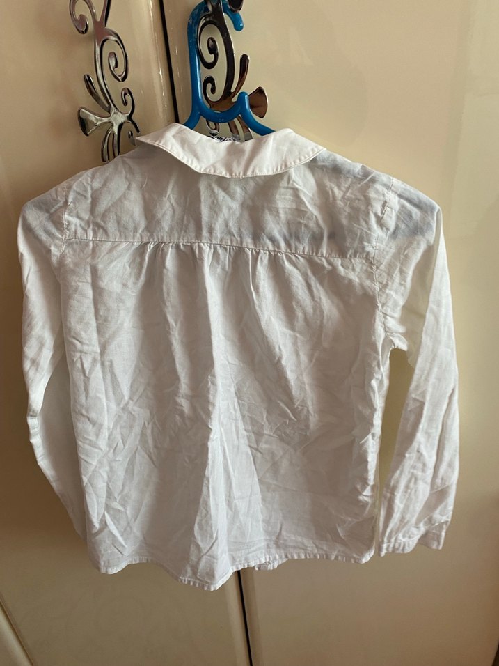 Waikiki çocuk Nakışlı Beyaz Pamuklu Gömlek - Görsel 4