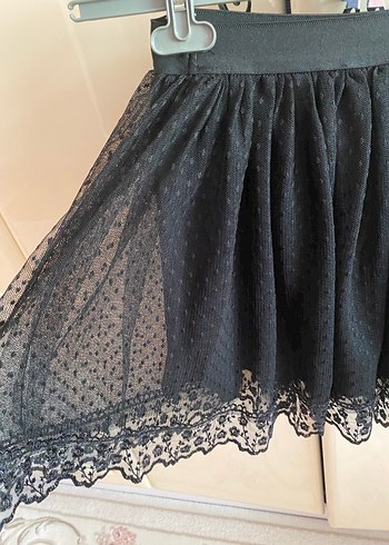 Waikiki Siyah Dantel Detaylı Gotik Kız Çocuk Etek 11-12 yaş - Görsel 4