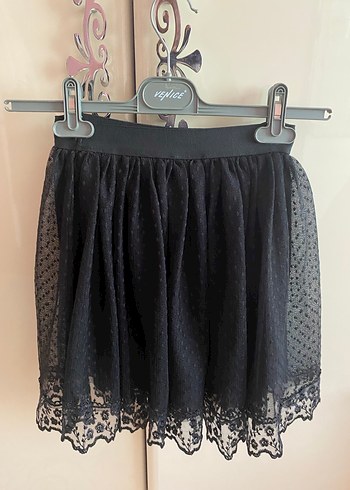 Waikiki Siyah Dantel Detaylı Gotik Kız Çocuk Etek 11-12 yaş - Görsel 3