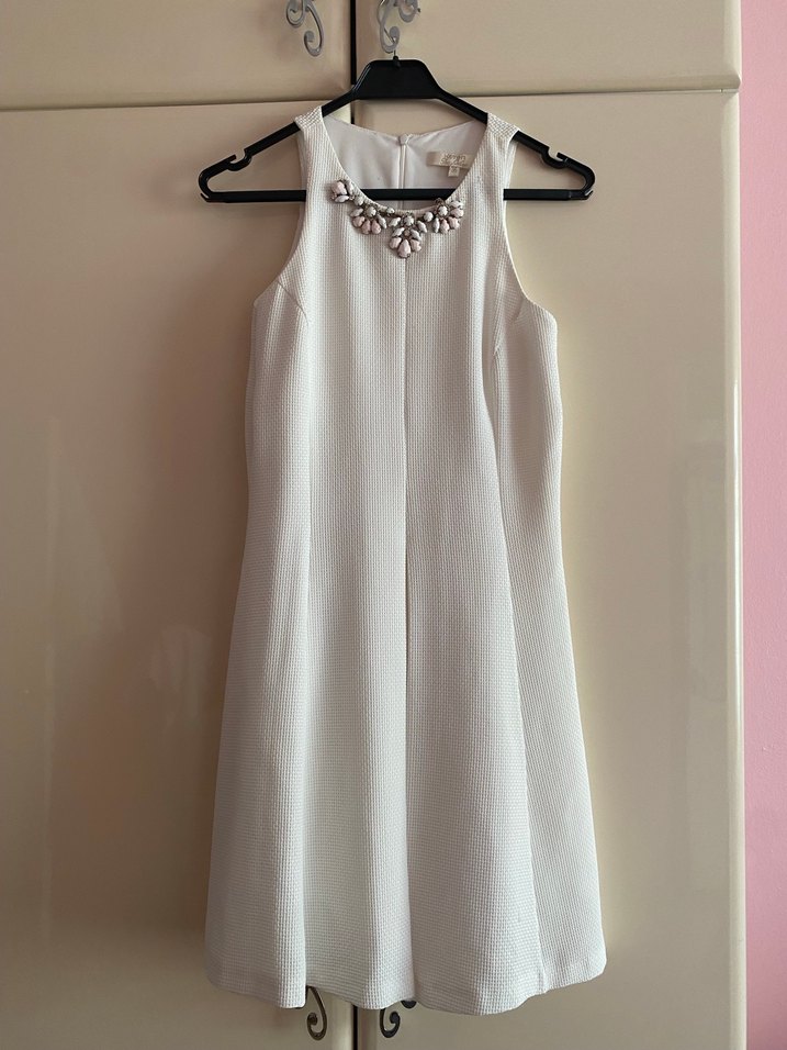 Koton Beyaz Midi Kolsuz Modern Klasik Elbise 36 beden - Görsel 2
