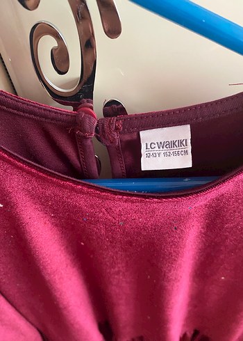 Waikiki Bordo Uzun Kollu Salaş Genç kız Kadife Elbise 12-13 yaş - Görsel 5