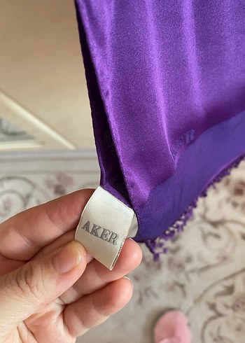 Aker Parlak Mor Kadın Şal Püsküllü - Görsel 3