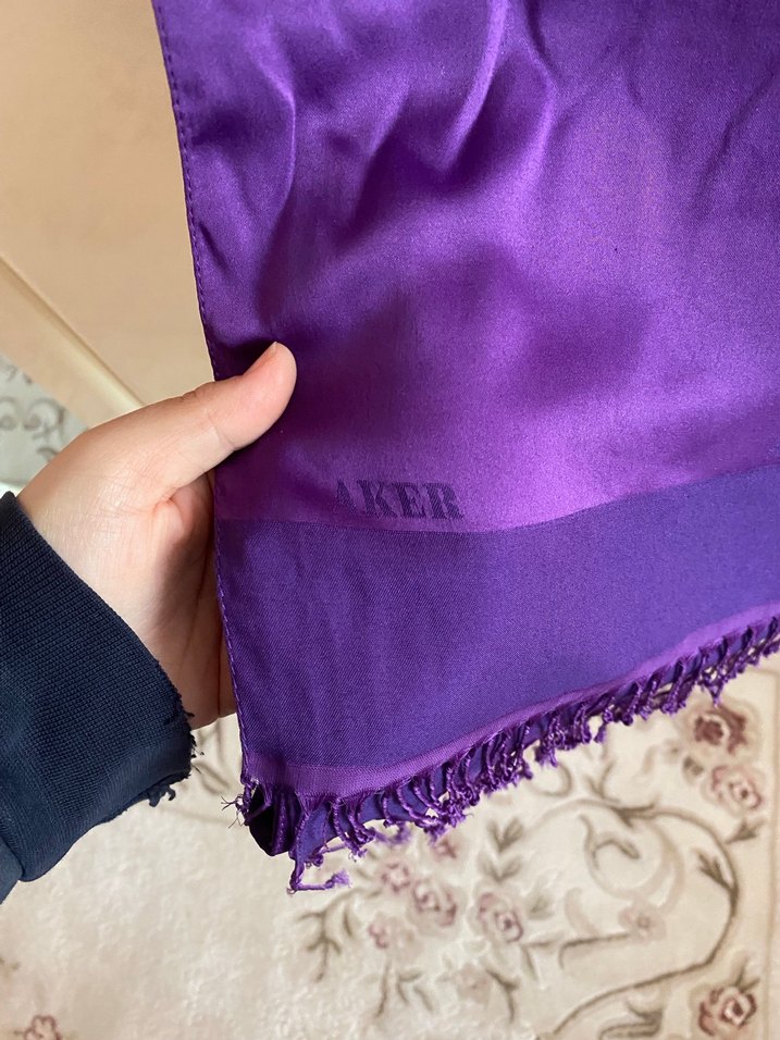 Aker Parlak Mor Kadın Şal Püsküllü - Görsel 2